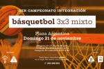 Tercera y última fecha del 1er. Campeonato de integración de básquetbol 3x3 mixto será el domingo 21 de noviembre.