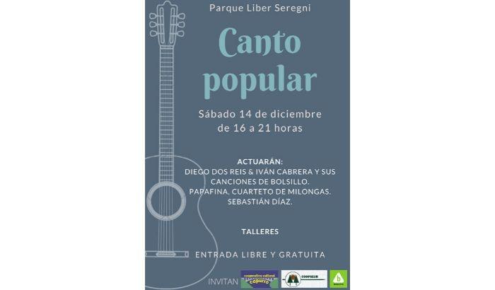 Festival de Canto popular el sábado 14 de diciembre de 16 a 21 horas en el Parque Liber Seregni.