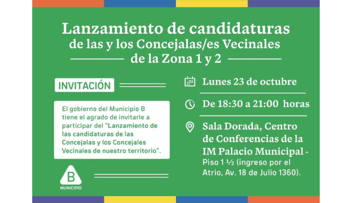 La actividad se llevará a cabo el día 23 de octubre de 18 y 30 a las 21 hs en la Sala Dorada del Centro de Conferencias de la Intendencia de Montevideo. 