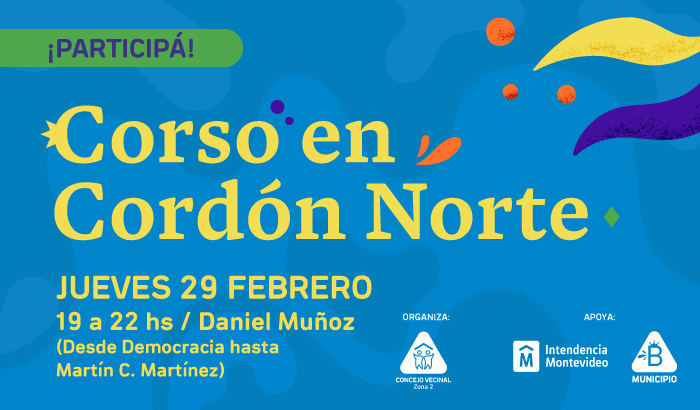 El jueves 29 de febrero habrá corso por Daniel Muñoz organizado por la Comisión de Cultura y Carnaval del Concejo Vecinal 2. 