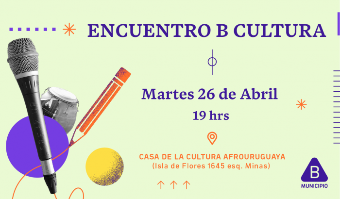 El próximo martes 26 de abril  a las 19 horas B Cultura se reúne en la Casa de la Cultura Afrouruguaya.