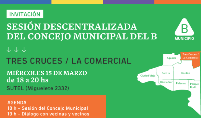 Concejo Municipal del B sesionará en Tres Cruces/La Comercial