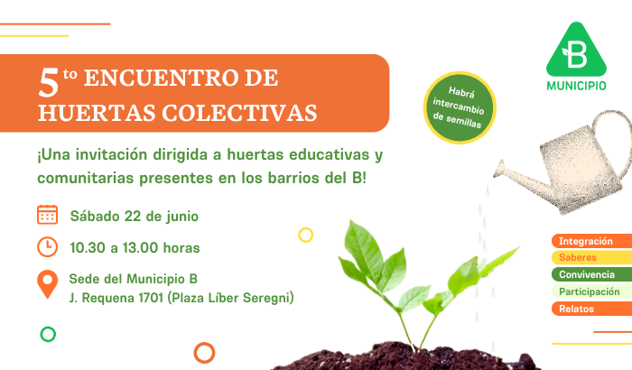 Será el sábado 22 junio en el edificio sede del Municipio B entre las  10:30 a 13:00 horas. Habrá intercambio de semillas y plantines. 