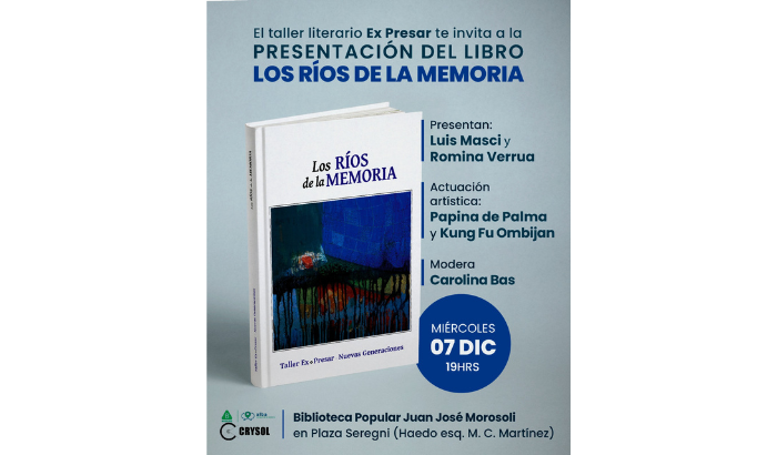 El miércoles 7 de diciembre a las 19.00 horas en la Biblioteca Popular Morosoli ubicada en la Seregni se presentará la publicación "Los ríos de la memoria". 